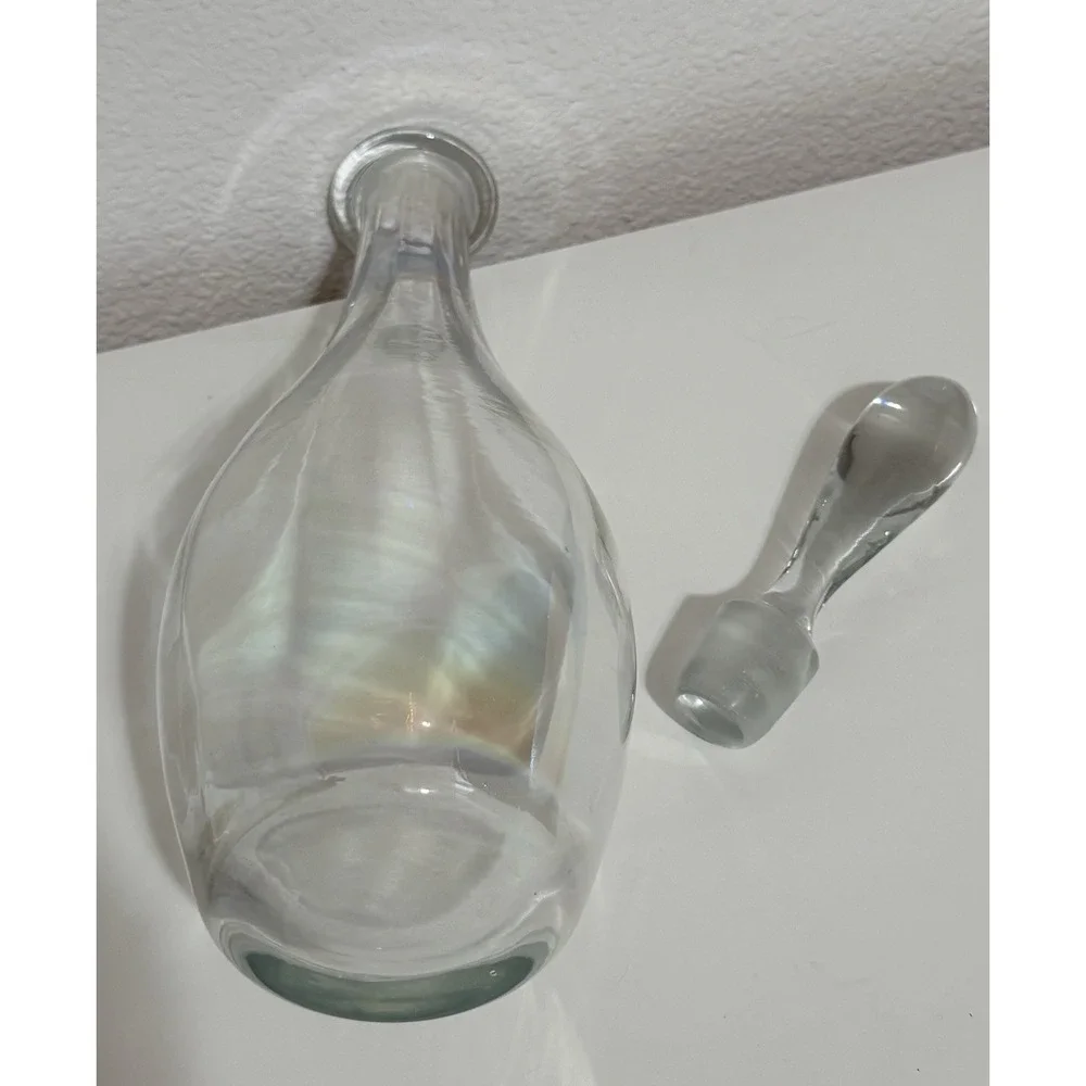 Vintage Toscany Handblown Iridescent Decanter Genie Bottle With Stopper 15